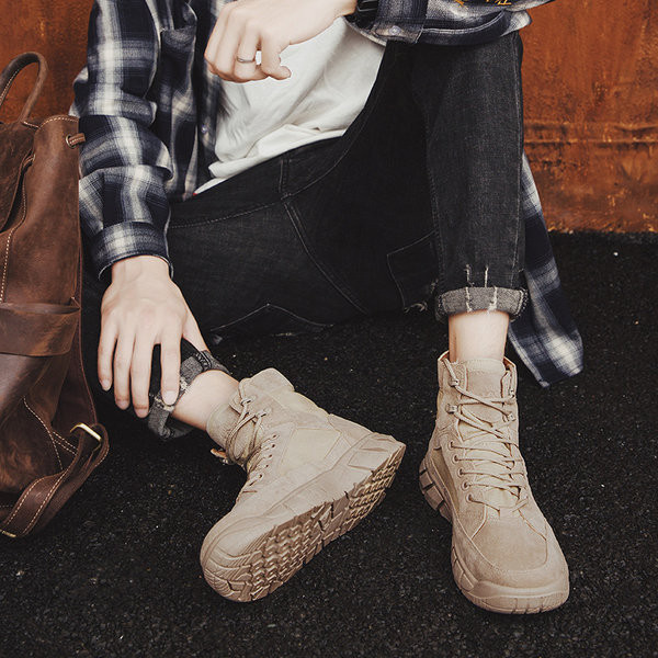 Novi model muških visokih tenisica sa vezicama od eko brušene kože