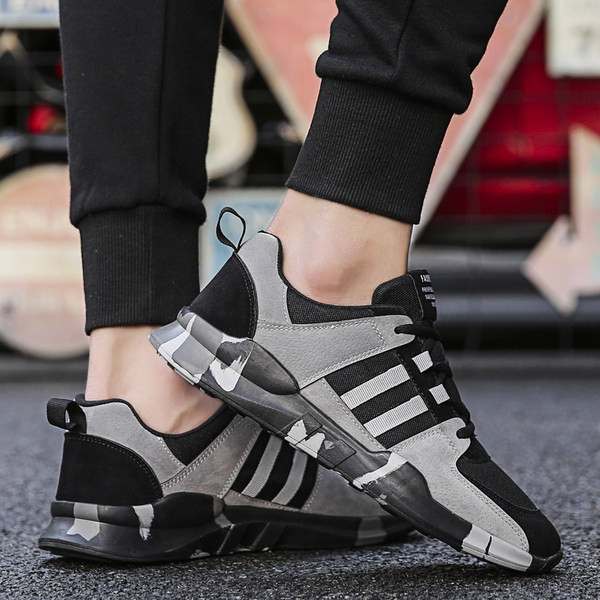 Muške tenisice od eko brušene kože s ravnim potplatom