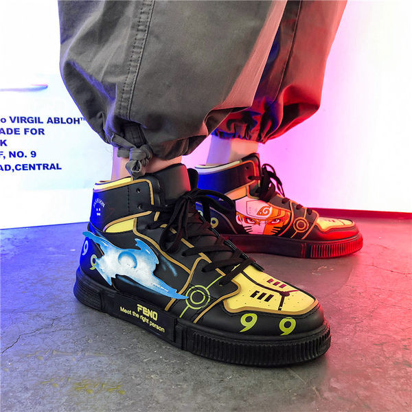 Muške kožne tenisice s ravnim potplatom i visokim modelom