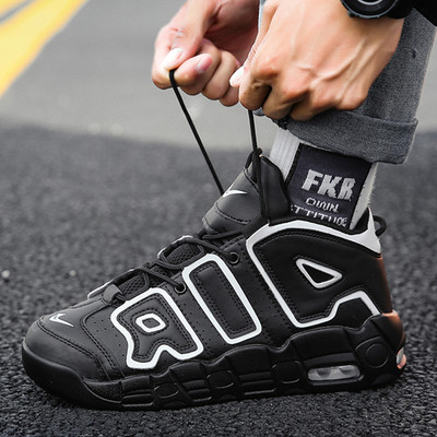 Νέο μοντέλο ανδρικά ψηλά αθλητικά παπούτσια από faux δέρμα κατάλληλα για μπάσκετ