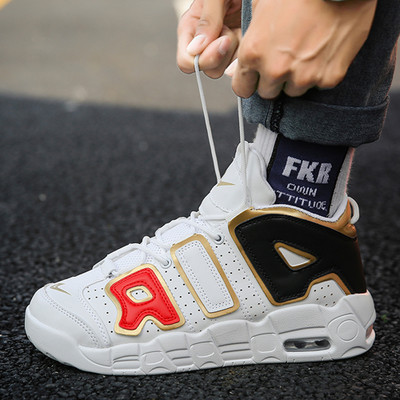 Νέο μοντέλο ανδρικά ψηλά αθλητικά παπούτσια από faux δέρμα κατάλληλα για μπάσκετ