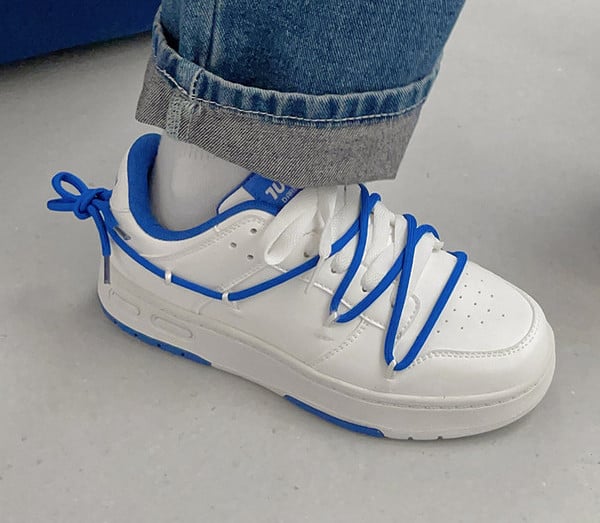 Adidasi de dama cu cravate colorate in alb