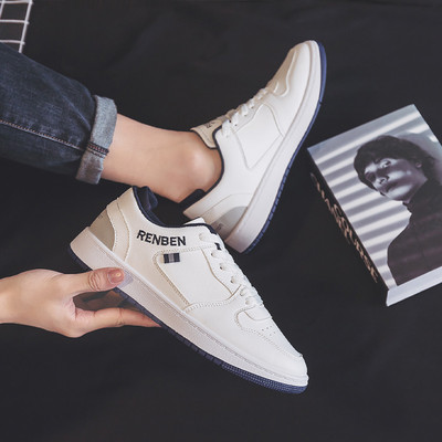 Tenisi albi barbatesti din piele ecologica pentru toamna si iarna