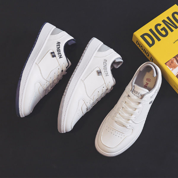 Tenisi albi barbatesti din piele ecologica pentru toamna si iarna