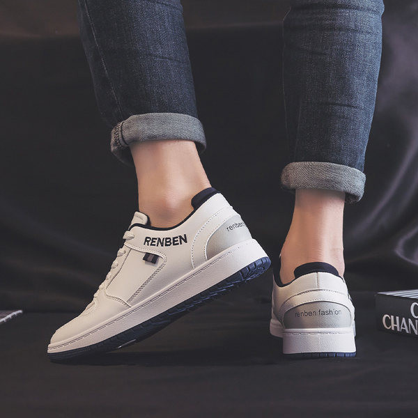 Tenisi albi barbatesti din piele ecologica pentru toamna si iarna