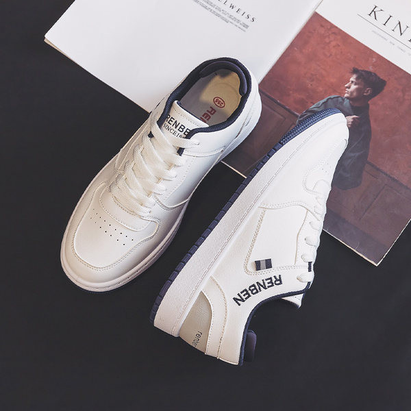 Tenisi albi barbatesti din piele ecologica pentru toamna si iarna