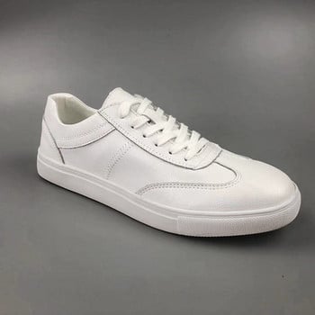 Ανδρικά sneakers casual από έκο δέρμα με επίπεδη σόλα σε λευκό χρώμα