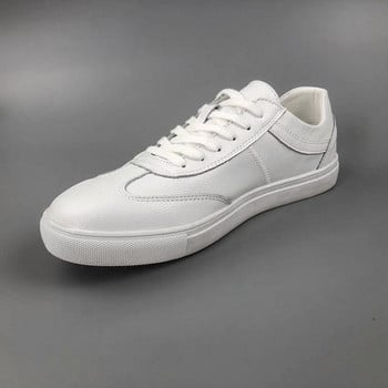 Ανδρικά sneakers casual από έκο δέρμα με επίπεδη σόλα σε λευκό χρώμα