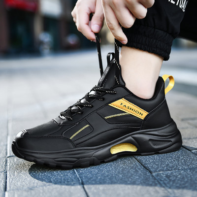 Adidasi de toamna barbatesti din imitatie de piele cu sireturi - trei culori