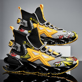 Naujo modelio vyriški aukšti sportbačiai su spalvotomis aplikacijomis