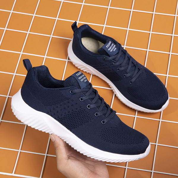 Casual αθλητικά παπούτσια με κορδόνια - μαύρο, γκρι και μπλε χρώμα