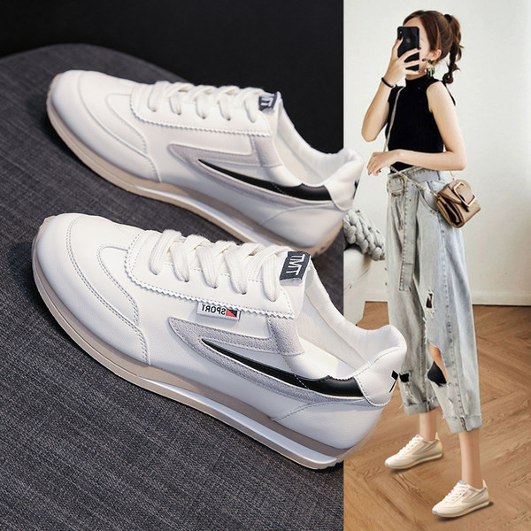 Γυναικεία casual sneakers από οικολογικό δέρμα με επίπεδη σόλα