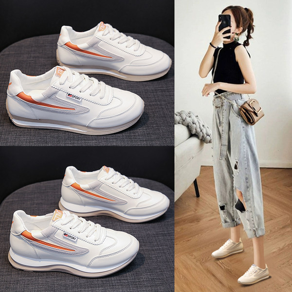 Γυναικεία casual sneakers από οικολογικό δέρμα με επίπεδη σόλα