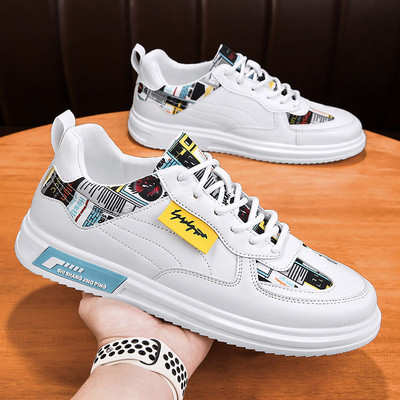 Adidasi barbati cu aplicare colorata - piele ecologica