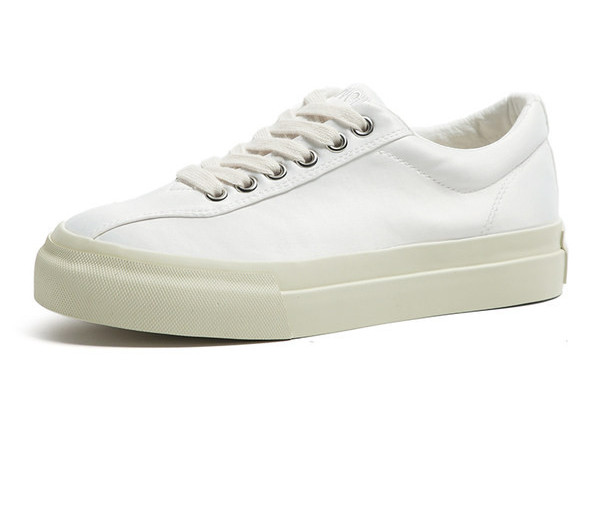 Κομψά γυναικεία αθλητικά παπούτσια από faux δέρμα με επίπεδη σόλα