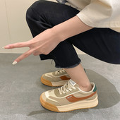 Γυναικεία sneakers από τεχνητό δέρμα σε μπεζ και πράσινο χρώμα