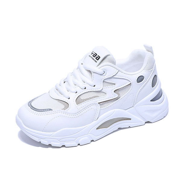 Tenisi casual dama cu sireturi in alb