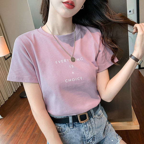 Ležerna majica kratkih rukava sa natpisom za žene