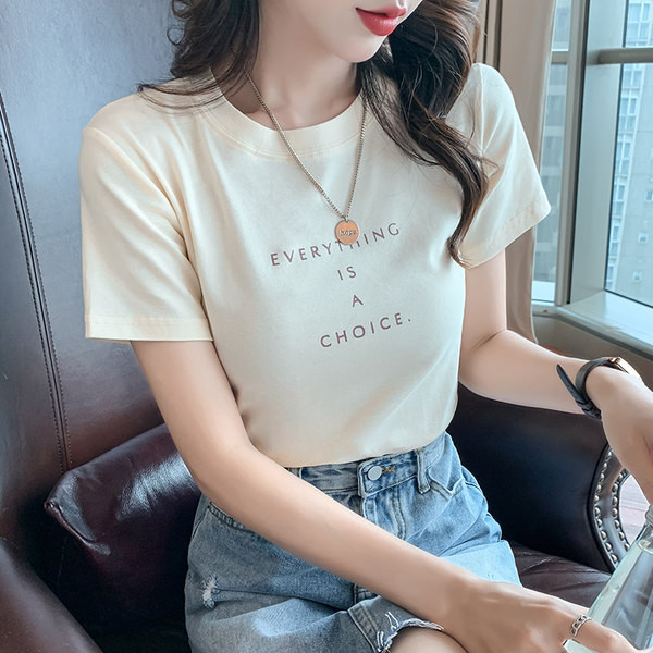 Ležerna majica kratkih rukava sa natpisom za žene