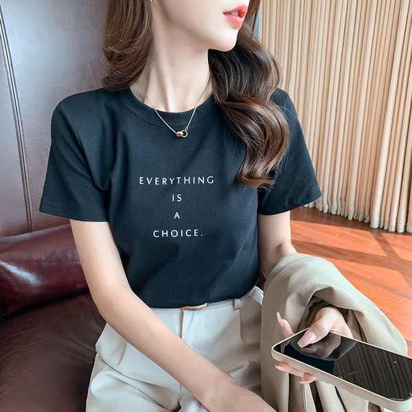 Ležerna majica kratkih rukava sa natpisom za žene