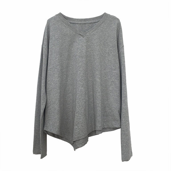 Bluză largă din bumbac model asimetric