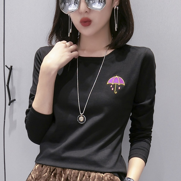 Bluză casual din bumbac cu broderie colorată