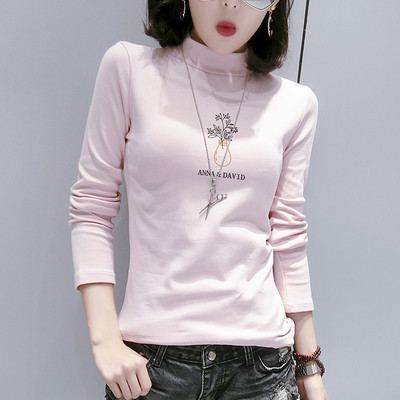 Μοντέρνα γυναικεία μπλούζα με γιακά και επιγραφές