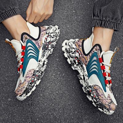 Νέο μοντέλο ανδρικά sneakers που αναπνέουν με χρωματιστή σόλα