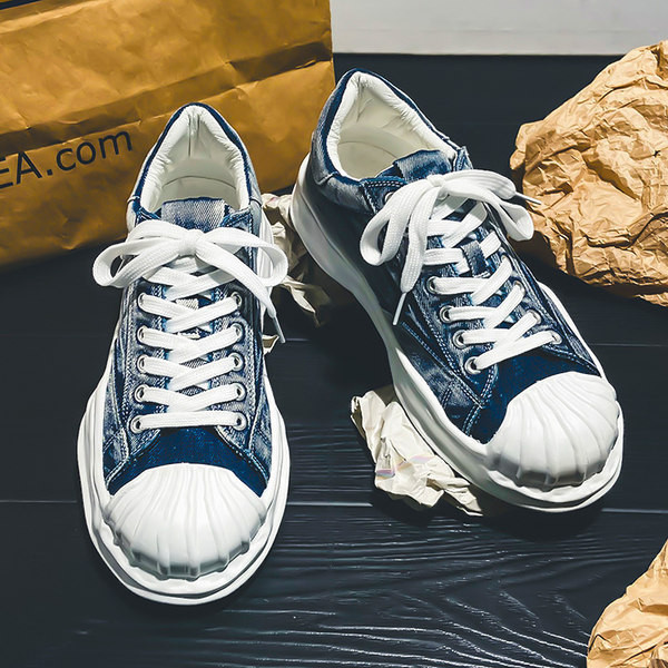 Model nou de adidasi de toamna pentru barbati cu talpa groasa in albastru si negru