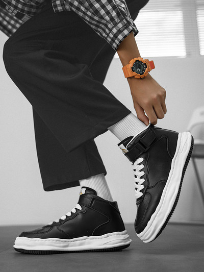 Νέο μοντέλο ανδρικά έκο δερμάτινα sneakers - ασπρόμαυρα