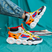 Ανδρικά sneakers χρωματιστά με επίπεδη σόλα - ψηλό μοντέλο