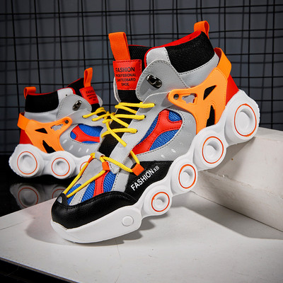 Ανδρικά sneakers χρωματιστά με επίπεδη σόλα - ψηλό μοντέλο