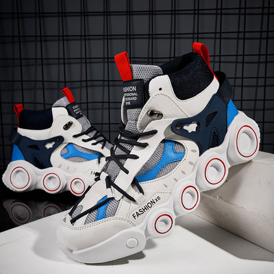 Ανδρικά sneakers χρωματιστά με επίπεδη σόλα - ψηλό μοντέλο