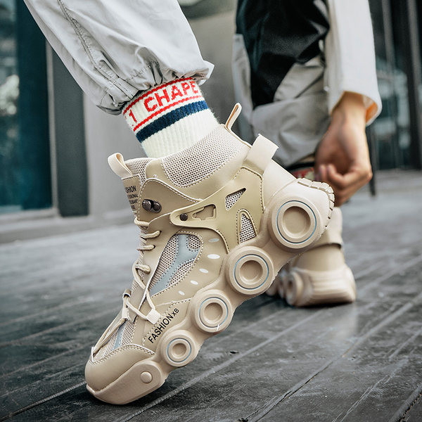 Ανδρικά sneakers χρωματιστά με επίπεδη σόλα - ψηλό μοντέλο