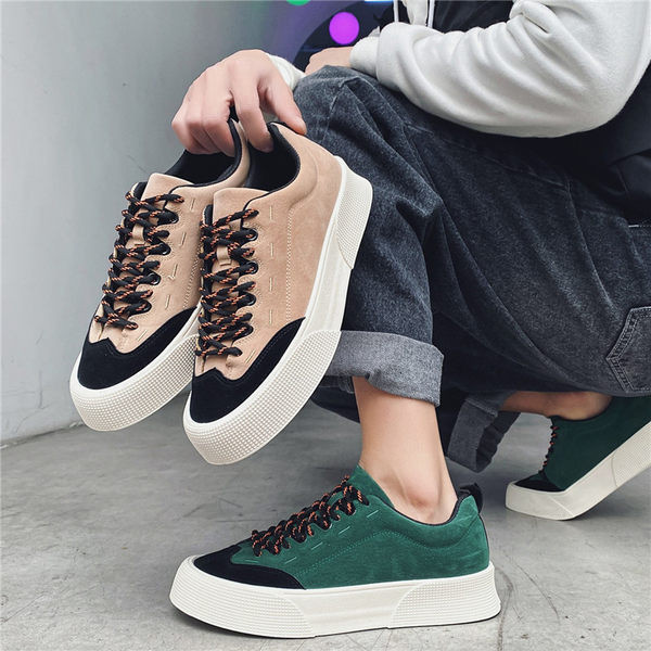 Muške tenisice od umjetne kože s ravnim potplatom