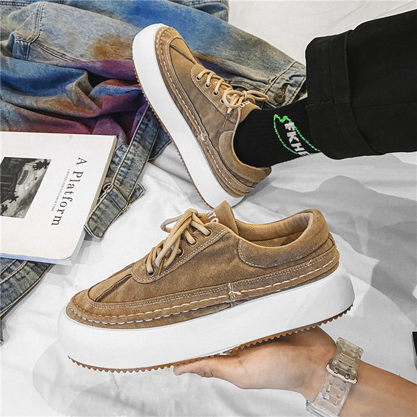 Adidași de toamnă pentru bărbați cu talpă groasă de piele artificială