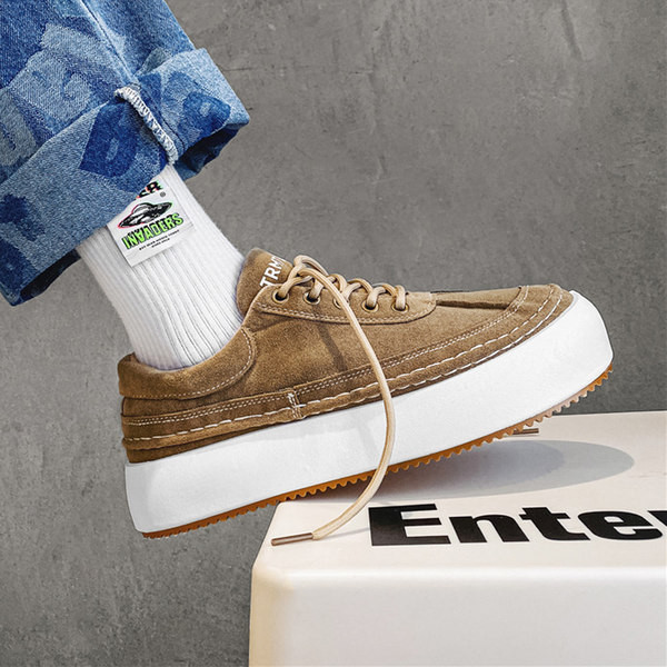 Adidași de toamnă pentru bărbați cu talpă groasă de piele artificială