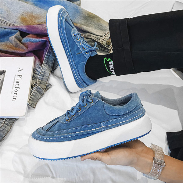 Adidași de toamnă pentru bărbați cu talpă groasă de piele artificială