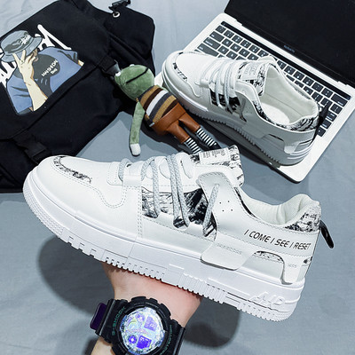 Ανδρικά sneakers με επίπεδη σόλα - έκο δέρμα