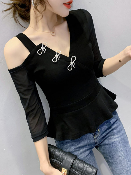 Moderna ženska bluza s kamenčićima i 7/8 rukavima