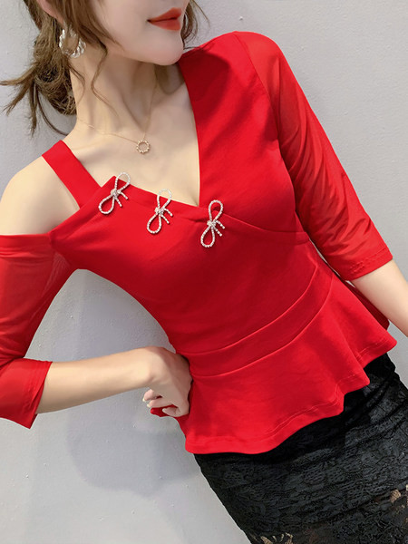 Moderna ženska bluza s kamenčićima i 7/8 rukavima