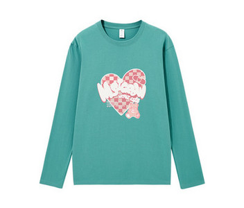 Γυναικεία βαμβακερή μπλούζα με απλικέ χρώμα