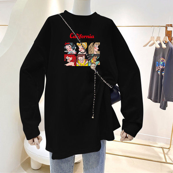 Široka jesensko-zimska bluza s ovalnim izrezom i printom u boji