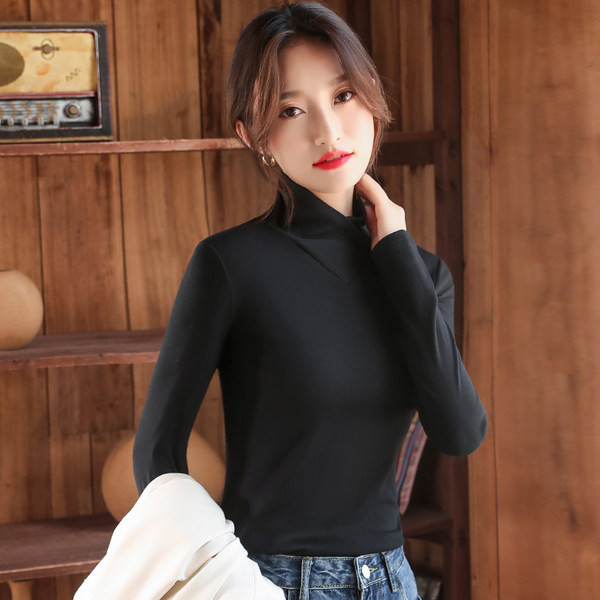 Γυναικεία μπλούζα με ψηλό γιακά και μακριά μανίκια