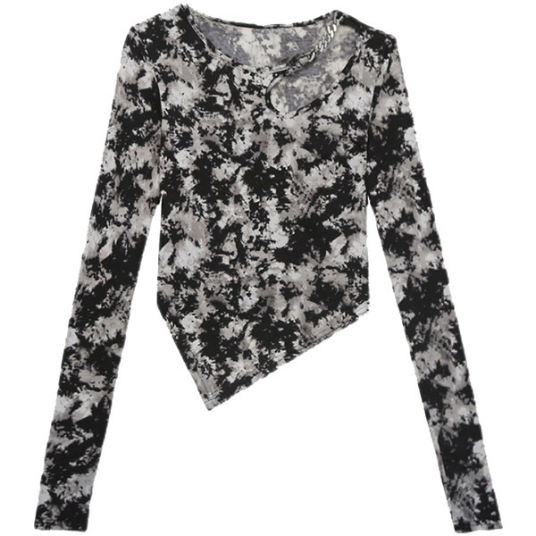 Bluză asimetrică cu decor metalic