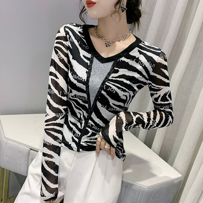 Ženska bluza dugih rukava, pripijeni model - desna zebra