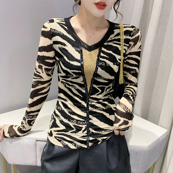 Ženska bluza dugih rukava, pripijeni model - desna zebra