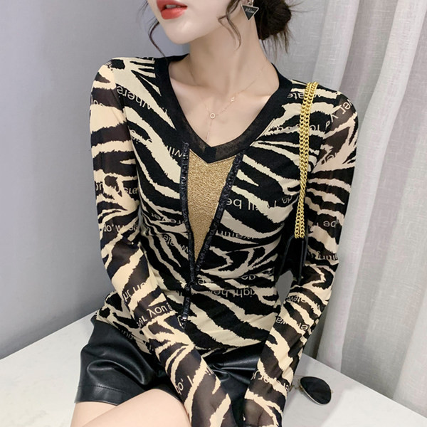 Ženska bluza dugih rukava, pripijeni model - desna zebra