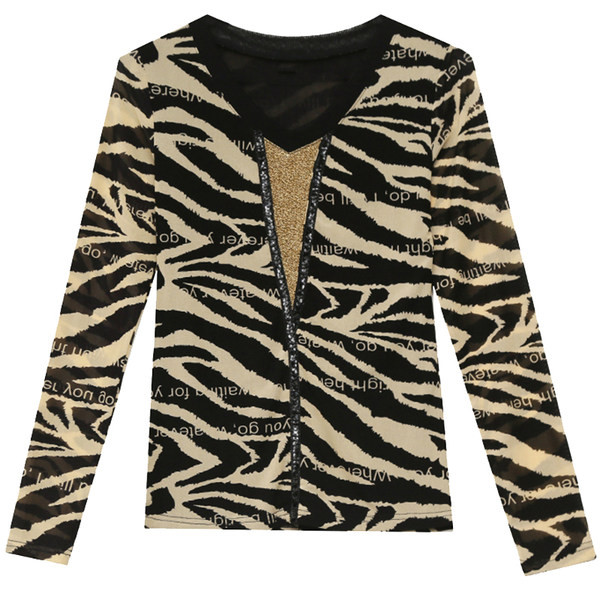 Ženska bluza dugih rukava, pripijeni model - desna zebra