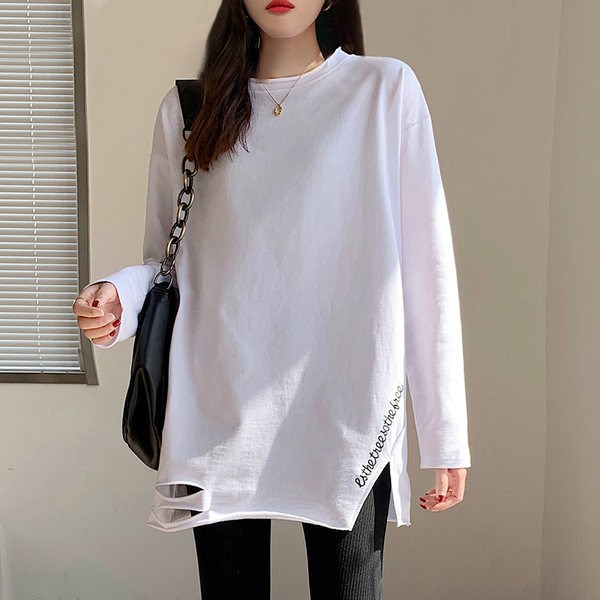 Bluza casual dama model nou cu model rupt - culoare alba